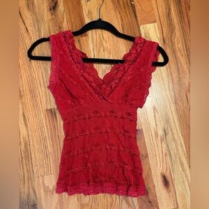 Red Lace Sleeveless Top